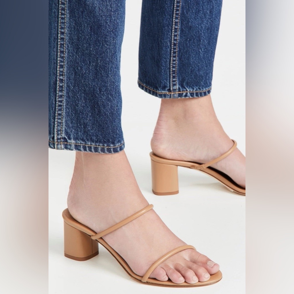 Aeyde Anni Hazlenut Brown Leather Slip On Leather Sandals $375 Eu 40 Us 9